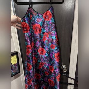 80s  vintage floral satin night gown